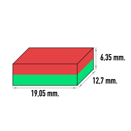 Kraftmagnet, Blokk 19x13x6 mm.