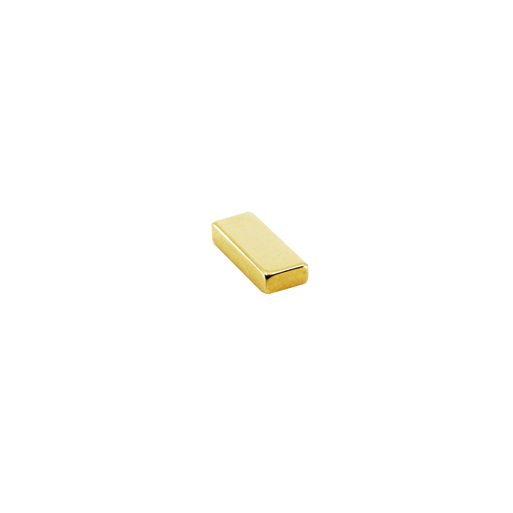 Supermagnet blokk 10x4x2 mm. Gull (neodymium)