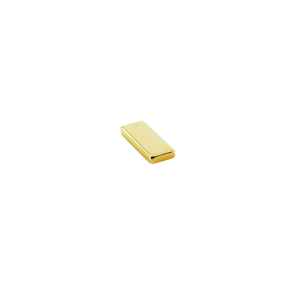 Supermagnet blokk 10x4x1 mm. Gull (neodymium)