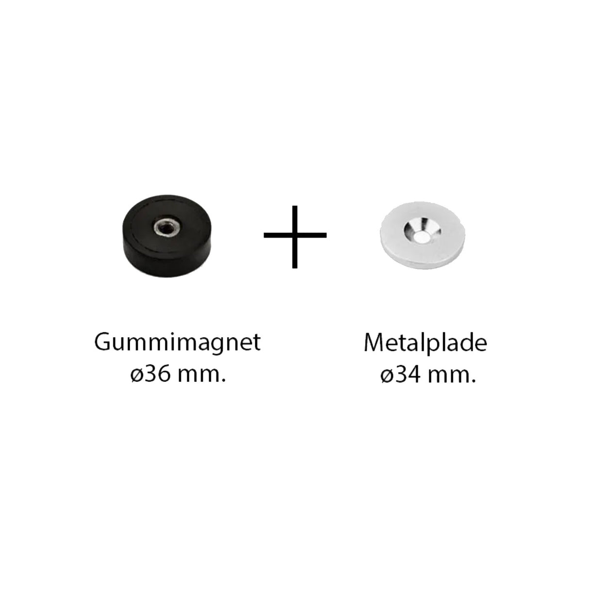 Dørstoppersett gummimagnet + metallplate (large)